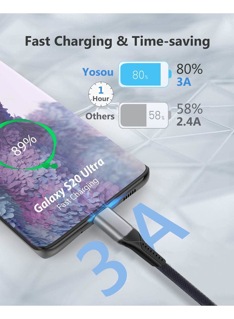 Barakah USB C Charger Cable, 2 Pack 1m 3.3A Type C Cable Fast Charging, Braided USB A to USB-C Phone Charger Cable USBC for 16 15 Pro Galaxy S22/S21/S20/S9, P9 Pixel 7/6 iPad Switch PS5 etc. - Image 5